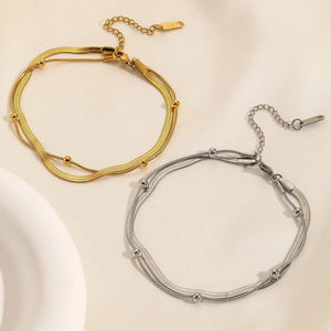 Planet Gates 316L Stainless Steel Gold Color Double-Layer Anklets For Women Girl New Trend Leg Chain Waterproof Jewelry Gift Party
