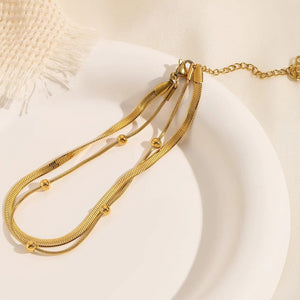 Planet Gates 316L Stainless Steel Gold Color Double-Layer Anklets For Women Girl New Trend Leg Chain Waterproof Jewelry Gift Party