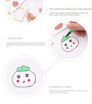 Planet Gates 32/20Pcs Kids Montessori Drawing Toys Wooden DIY Painting Template Stencils Educational Toys for Children Funny Learning Gifts