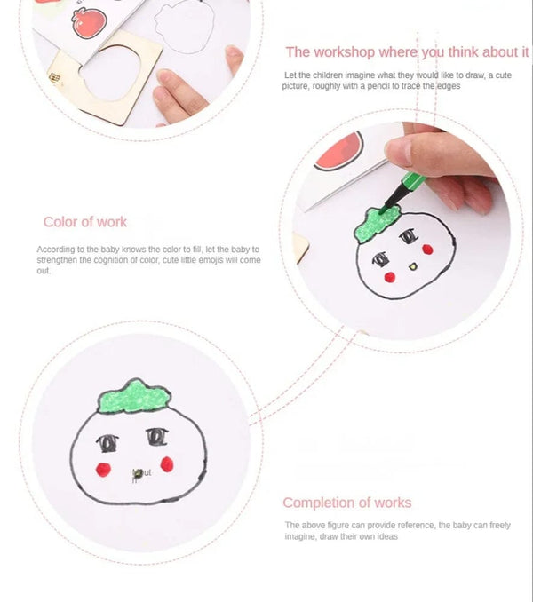 Planet Gates 32/20Pcs Kids Montessori Drawing Toys Wooden DIY Painting Template Stencils Educational Toys for Children Funny Learning Gifts