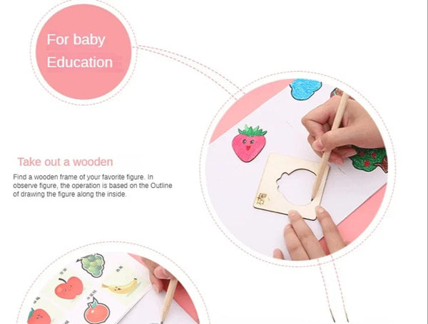Planet Gates 32/20Pcs Kids Montessori Drawing Toys Wooden DIY Painting Template Stencils Educational Toys for Children Funny Learning Gifts