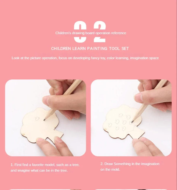 Planet Gates 32/20Pcs Kids Montessori Drawing Toys Wooden DIY Painting Template Stencils Educational Toys for Children Funny Learning Gifts