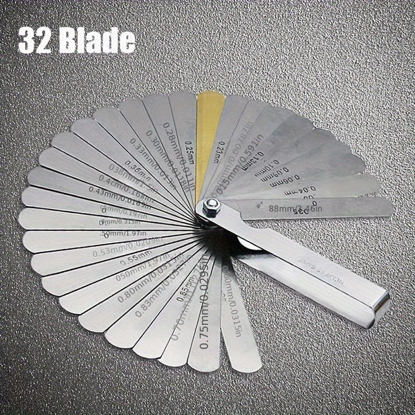 Planet Gates 32 blades 1pc 32 Blades Feeler Gauge Metric Gap Filler 0.04-0.88mm Thickness Gage Tool For Motorcycle Valve Measurement
