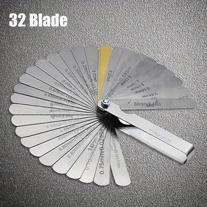 Planet Gates 32 blades 1pc 32 Blades Feeler Gauge Metric Gap Filler 0.04-0.88mm Thickness Gage Tool For Motorcycle Valve Measurement