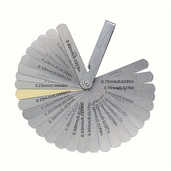 Planet Gates 32 blades 1pc 32 Blades Feeler Gauge Metric Gap Filler 0.04-0.88mm Thickness Gage Tool For Motorcycle Valve Measurement