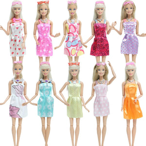 Planet Gates 32 Item/Set Doll Accessories=10 Mix Fashion Cute Dress+ 4 Glasses+ 6 Necklaces+2 Handbag+ 10 Shoes Dress Clothes For Barbie Doll