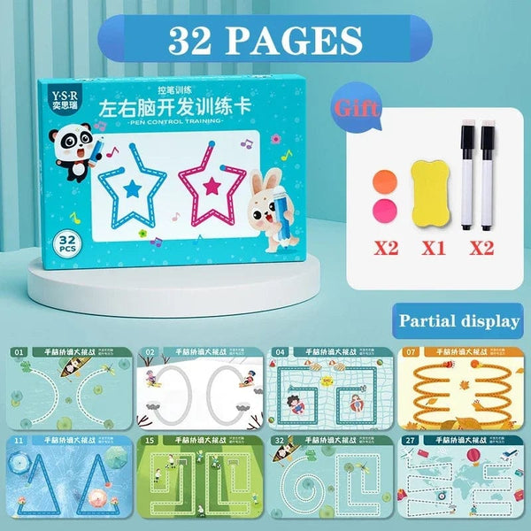 Planet Gates 32 Pages Reusable Magical Tracing Workbook Magic Practice Copybook Control Training Book Children Montessori Drawing Education Stationery