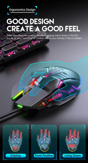 Planet Gates 3200DPI Ergonomic Wired Gaming Mouse USB Mouse Gaming RGB Mause Gamer Mouse 6 Button LED Silent Mice for PC Laptop Computer