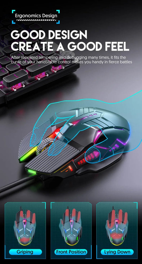 Planet Gates 3200DPI Ergonomic Wired Gaming Mouse USB Mouse Gaming RGB Mause Gamer Mouse 6 Button LED Silent Mice for PC Laptop Computer