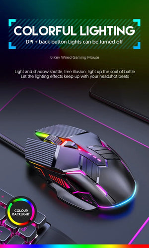 Planet Gates 3200DPI Ergonomic Wired Gaming Mouse USB Mouse Gaming RGB Mause Gamer Mouse 6 Button LED Silent Mice for PC Laptop Computer