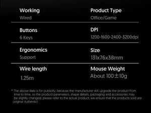 Planet Gates 3200DPI Ergonomic Wired Gaming Mouse USB Mouse Gaming RGB Mause Gamer Mouse 6 Button LED Silent Mice for PC Laptop Computer