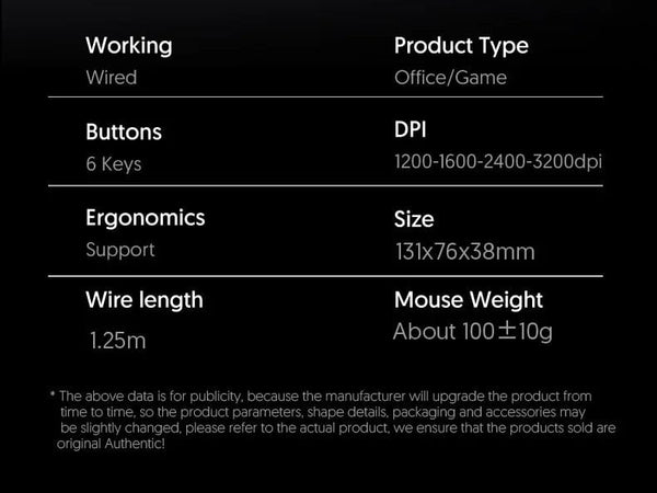 Planet Gates 3200DPI Ergonomic Wired Gaming Mouse USB Mouse Gaming RGB Mause Gamer Mouse 6 Button LED Silent Mice for PC Laptop Computer