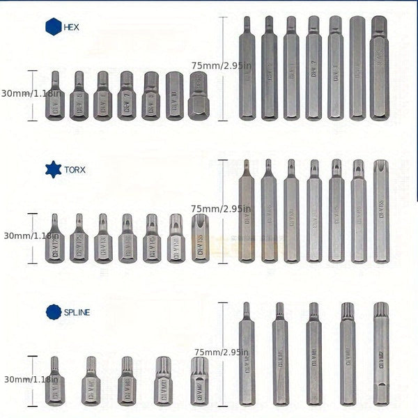 Planet Gates 320mm×130mm×35mm 40pcs Special Spline Tool Set For Auto Repair And Maintenance, Torx Star Spline Hex And Twelve-angle Socket Bit Set