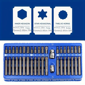 Planet Gates 320mm×130mm×35mm 40pcs Special Spline Tool Set For Auto Repair And Maintenance, Torx Star Spline Hex And Twelve-angle Socket Bit Set