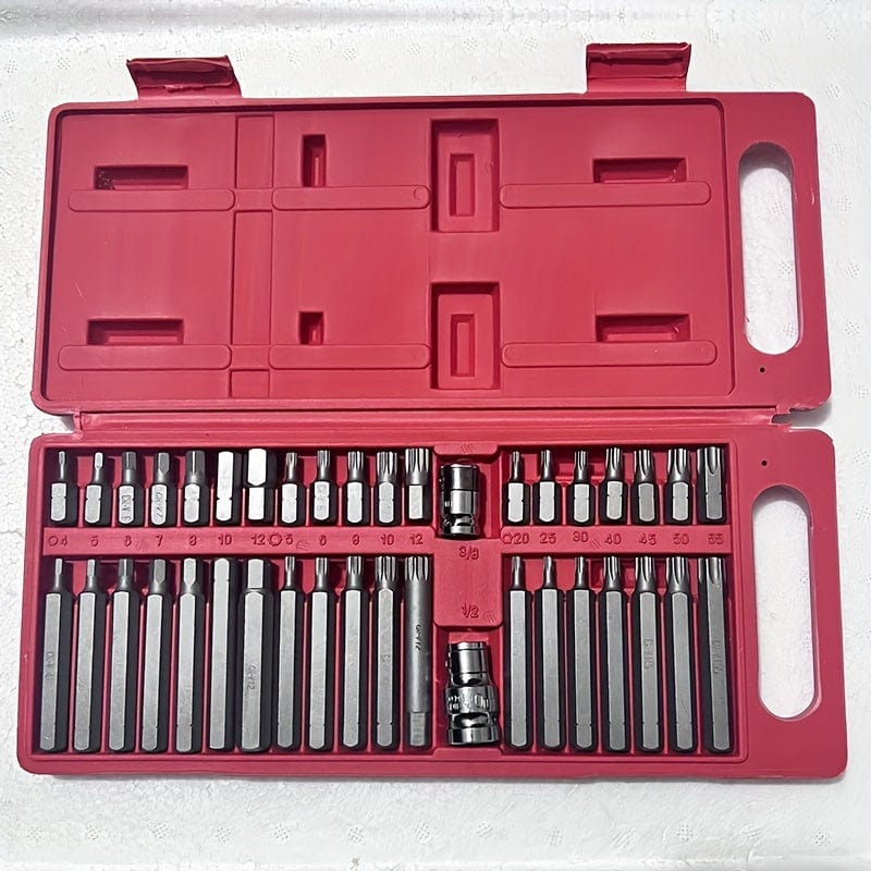 Planet Gates 320mm×130mm×35mm 40pcs Special Spline Tool Set For Auto Repair And Maintenance, Torx Star Spline Hex And Twelve-angle Socket Bit Set