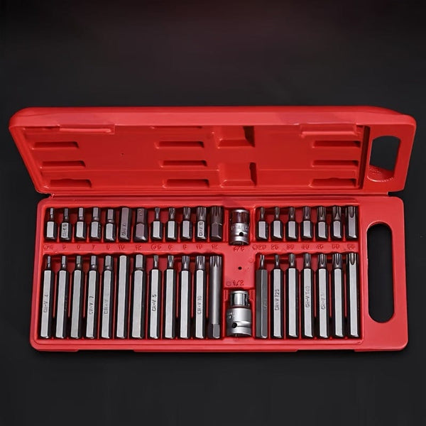 Planet Gates 320mm×130mm×35mm 40pcs Special Spline Tool Set For Auto Repair And Maintenance, Torx Star Spline Hex And Twelve-angle Socket Bit Set
