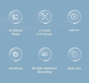 Planet Gates 32G card 4K Digital Camera Travel Selfie Camara 50 Megapixels HD Photography 2.4inch Screen Entry-Level Kids Campus Selfie Mini Retro Cam