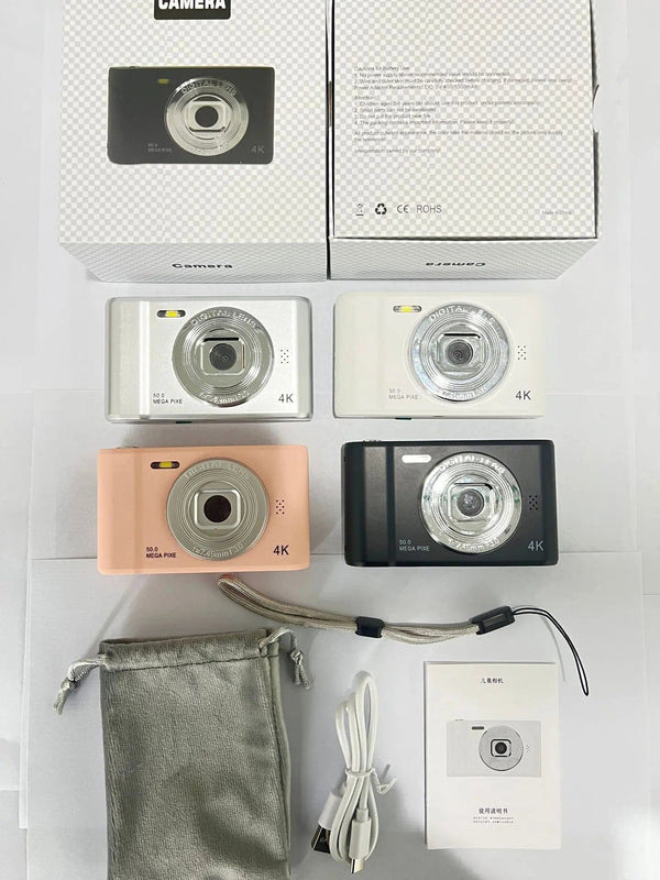 Planet Gates 32G card 4K Digital Camera Travel Selfie Camara 50 Megapixels HD Photography 2.4inch Screen Entry-Level Kids Campus Selfie Mini Retro Cam