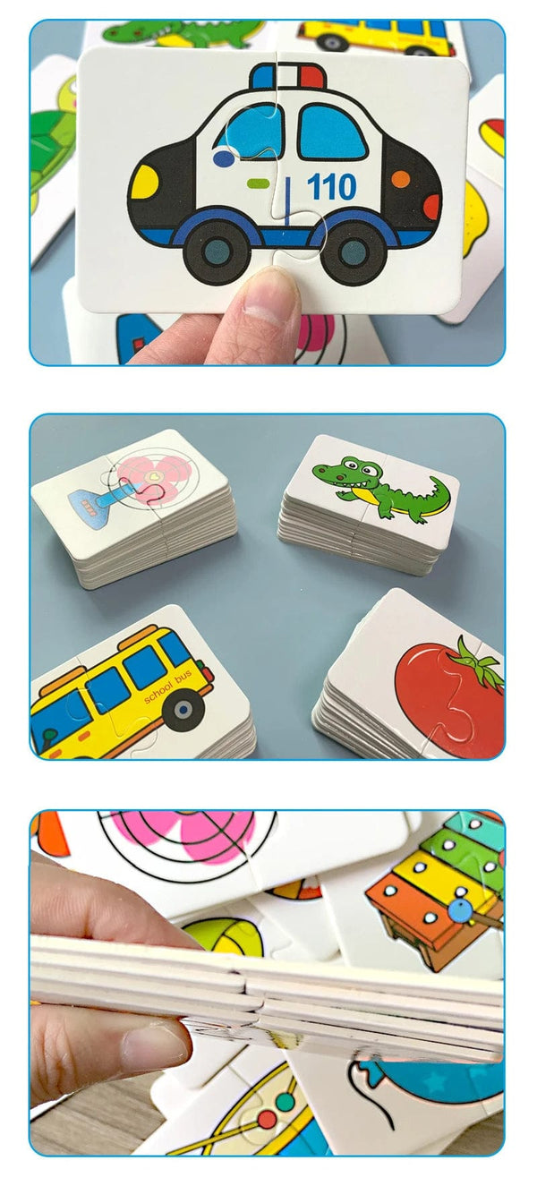 Planet Gates 32Pcs Toddler Card Matching Game Baby Cognition Puzzle Toys Montessori Educational Toys Cartoon Vehicle Fruit Jigsaw Game