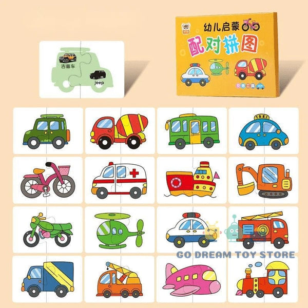 Planet Gates 32Pcs Toddler Matching Card Early Montessori Education Puzzle Toys Cartoon Jigsaw Animal Color Shape Cognitive Training Gifts