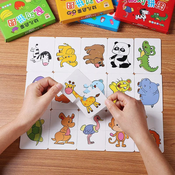 Planet Gates 32Pcs Toddler Matching Card Early Montessori Education Puzzle Toys Cartoon Jigsaw Animal Color Shape Cognitive Training Gifts