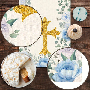 Planet Gates 33.02*182.88cm 1pc, Polyester Table Runner, Boy Baptism Table Runner, God Bless Theme Holy Communion Christening Baby Shower Party Kitchen Dinning Home Decoration