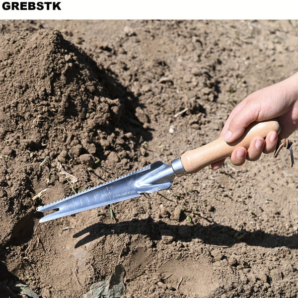Planet Gates 33.02 Cm 1pc, Garden Weeding Tools Stainless Steel Beech Handle Shovel For Weeding, Cultivating, Transplanting, Digging, Gauging