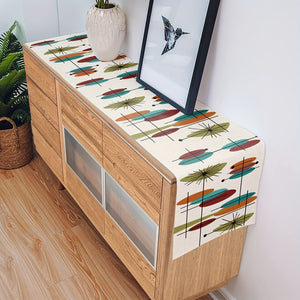 Planet Gates 33.02cmx182.88cm 1pc, Table Runner, Retro Modern Mid Century Table Runner, Wedding Coffee Table Runner, Farmhouse Style Table For Dinning Table, Holiday Party Indoor Outdoor Decor