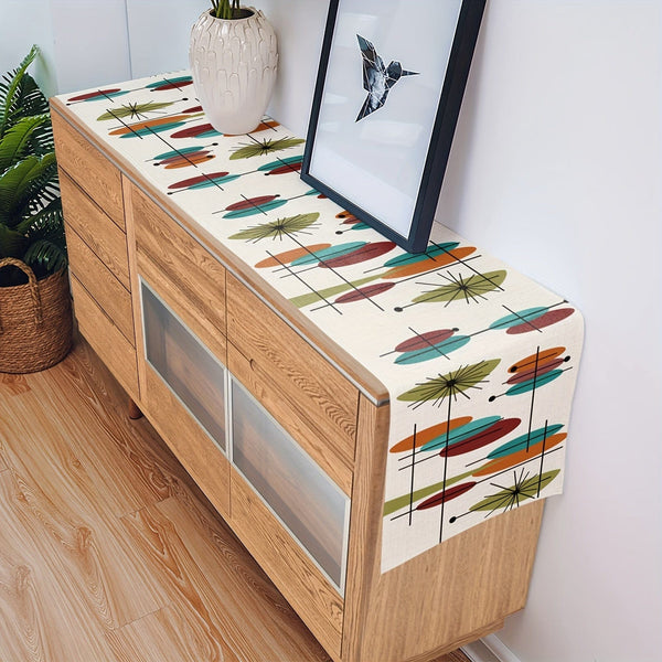 Planet Gates 33.02cmx182.88cm 1pc, Table Runner, Retro Modern Mid Century Table Runner, Wedding Coffee Table Runner, Farmhouse Style Table For Dinning Table, Holiday Party Indoor Outdoor Decor