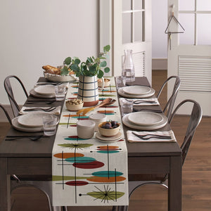 Planet Gates 33.02cmx182.88cm 1pc, Table Runner, Retro Modern Mid Century Table Runner, Wedding Coffee Table Runner, Farmhouse Style Table For Dinning Table, Holiday Party Indoor Outdoor Decor