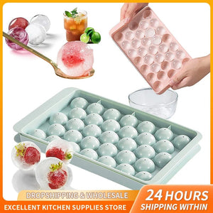 Planet Gates 33 Ice Boll Cube Trays For Freezer Ice Ball Maker Mold Mini Circle Round Ice Cube Mold with Lid Making PCs for Cocktail Whiskey