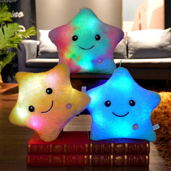 Planet Gates 34CM Creative Toy Luminous Pillow Soft Stuffed Plush Glowing Colorful Stars Cushion Led Light Toys Gift For Kids Children Girls