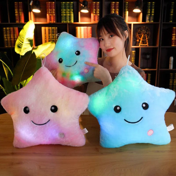 Planet Gates 34CM Creative Toy Luminous Pillow Soft Stuffed Plush Glowing Colorful Stars Cushion Led Light Toys Gift For Kids Children Girls