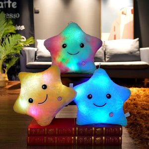 Planet Gates 34CM Creative Toy Luminous Pillow Soft Stuffed Plush Glowing Colorful Stars Cushion Led Light Toys Gift For Kids Children Girls
