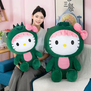 Planet Gates 35/50/65cm Sanrio Kawaii Hello Kitty Dinosaur Plush Toy Cartoon Doll Room Decoration Sleeping Throw Pillow Kids Birthday Gift