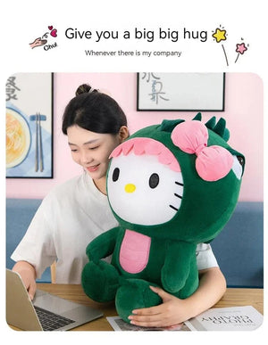 Planet Gates 35/50/65cm Sanrio Kawaii Hello Kitty Dinosaur Plush Toy Cartoon Doll Room Decoration Sleeping Throw Pillow Kids Birthday Gift
