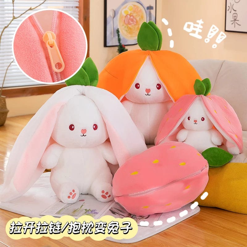 Planet Gates 35-75cm Transformed Strawberry Rabbit Doll Plush Toy Little White Rabbit Doll Carrot Rabbit Sleeping Pillow Doll Gift