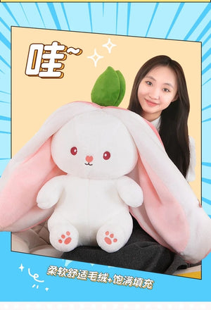 Planet Gates 35-75cm Transformed Strawberry Rabbit Doll Plush Toy Little White Rabbit Doll Carrot Rabbit Sleeping Pillow Doll Gift