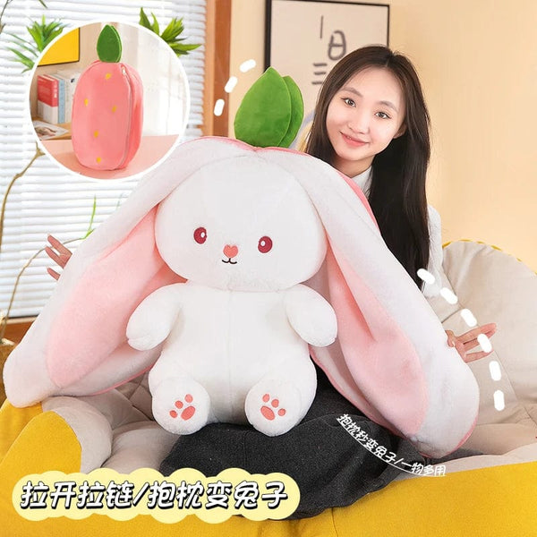 Planet Gates 35-75cm Transformed Strawberry Rabbit Doll Plush Toy Little White Rabbit Doll Carrot Rabbit Sleeping Pillow Doll Gift