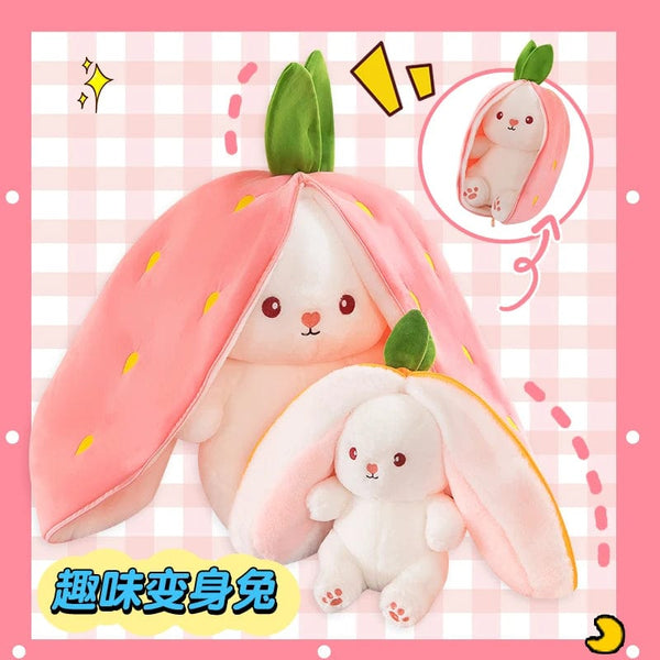 Planet Gates 35-75cm Transformed Strawberry Rabbit Doll Plush Toy Little White Rabbit Doll Carrot Rabbit Sleeping Pillow Doll Gift