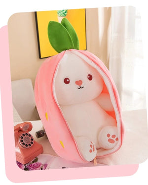 Planet Gates 35-75cm Transformed Strawberry Rabbit Doll Plush Toy Little White Rabbit Doll Carrot Rabbit Sleeping Pillow Doll Gift