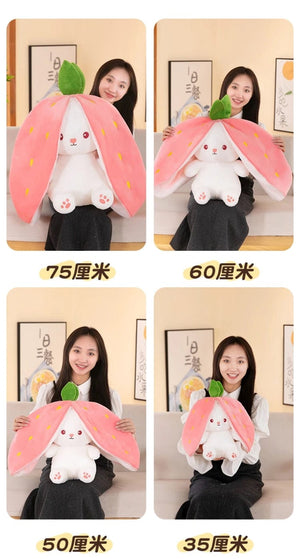 Planet Gates 35-75cm Transformed Strawberry Rabbit Doll Plush Toy Little White Rabbit Doll Carrot Rabbit Sleeping Pillow Doll Gift