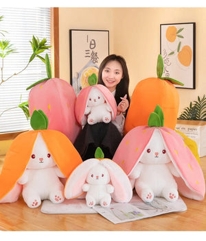 Planet Gates 35-75cm Transformed Strawberry Rabbit Doll Plush Toy Little White Rabbit Doll Carrot Rabbit Sleeping Pillow Doll Gift