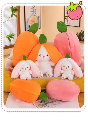 Planet Gates 35-75cm Transformed Strawberry Rabbit Doll Plush Toy Little White Rabbit Doll Carrot Rabbit Sleeping Pillow Doll Gift
