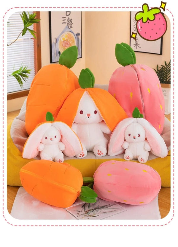 Planet Gates 35-75cm Transformed Strawberry Rabbit Doll Plush Toy Little White Rabbit Doll Carrot Rabbit Sleeping Pillow Doll Gift