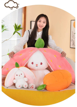 Planet Gates 35-75cm Transformed Strawberry Rabbit Doll Plush Toy Little White Rabbit Doll Carrot Rabbit Sleeping Pillow Doll Gift