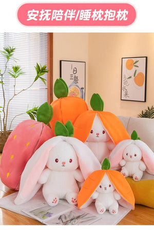 Planet Gates 35-75cm Transformed Strawberry Rabbit Doll Plush Toy Little White Rabbit Doll Carrot Rabbit Sleeping Pillow Doll Gift