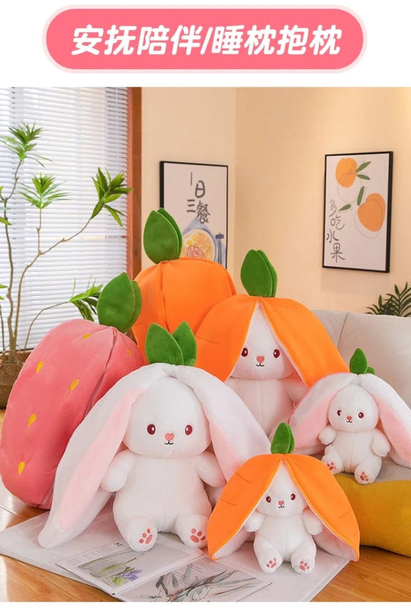 Planet Gates 35-75cm Transformed Strawberry Rabbit Doll Plush Toy Little White Rabbit Doll Carrot Rabbit Sleeping Pillow Doll Gift