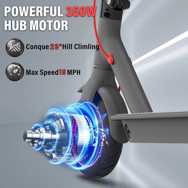 Planet Gates 350W Electric Scooter for Adults 36V 10.4Ah Battery 30km/h Max Speed Folding EScooter 8.5 inch Solid Tires Electric Kick Scooter