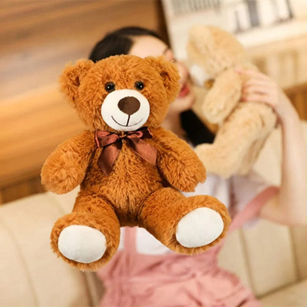 Planet Gates 35CM Cute Colorful Bow Tie Bear Doll Plush Toy Hug Bear Doll Children Birthday Gift Pillow bear Home Living Room Bedroom